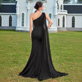 Women's One-Shoulder Off-Shoulder Sexy Elegant Long Sleeve Evening Gown Banquet