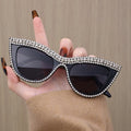 Cat-Eye Rhinestone Sunglasses New Fashionable Party Glasses Tweed Style Personality Pose-Worthy Women Sunglasses Premium