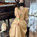 Cotton Linen Heavy Embroidery Long Dress, 4 Colors Available