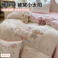 高克重A类韩版花边卡通法兰绒绒四件套牛奶绒贴布绣家用宿舍3件套