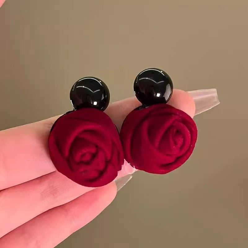 Anchora Red Vintage Flower Stud Earrings - view 7