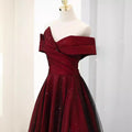 Red Off-Shoulder Bridal Gown - French Style Plus Size Wedding Toasting Dress