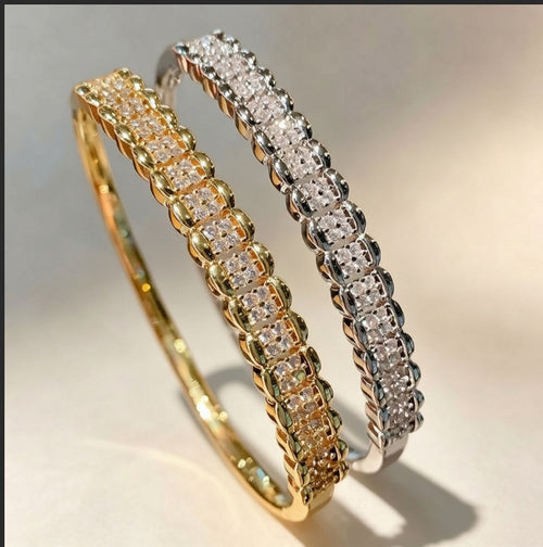 Cross-Border Hit Row Crystal Cubic Zirconia Bangle Light Luxury Premium Fashionable Niche Design Hand Jewelry ins Breeze Bronze Ba Bracelet