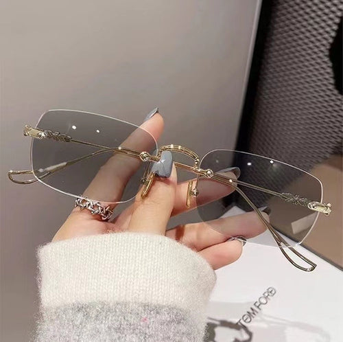 Photochromic Prescription Pure Seduction Rimless Blue-Light Glasses Elegant Overseas Plano Influencer Live Burst Finish Item Prescription Sunglasses