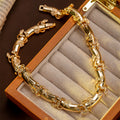Vintage Gold Leaves Wrap Imperial Breeze Clavicle Chain Simple Versatile Trendy French Retro Necklace