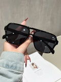 Big Frame Pair Bridge Men Sunglasses 2025 New Import Fashionable Retro Square Sun-Proof Women Street Snap Versatile Sunglasses