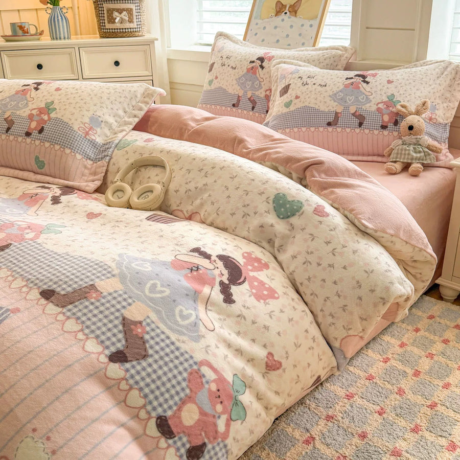 Skateboard Lion Milk Velvet 4-Piece Winter Bedding Set - view 4