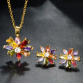 Overseas AliExpress Hot Seller Western Trendy Earrings Colorful Droplet Shape Cubic Zirconia Snowflake Hoop Pendant Set