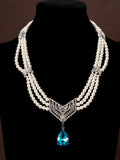 Vintage Fashionable Pearl Necklace Retro vintage Imperial Breeze Versatile Necklace Multi-Layer Crystal Pendant Necklace