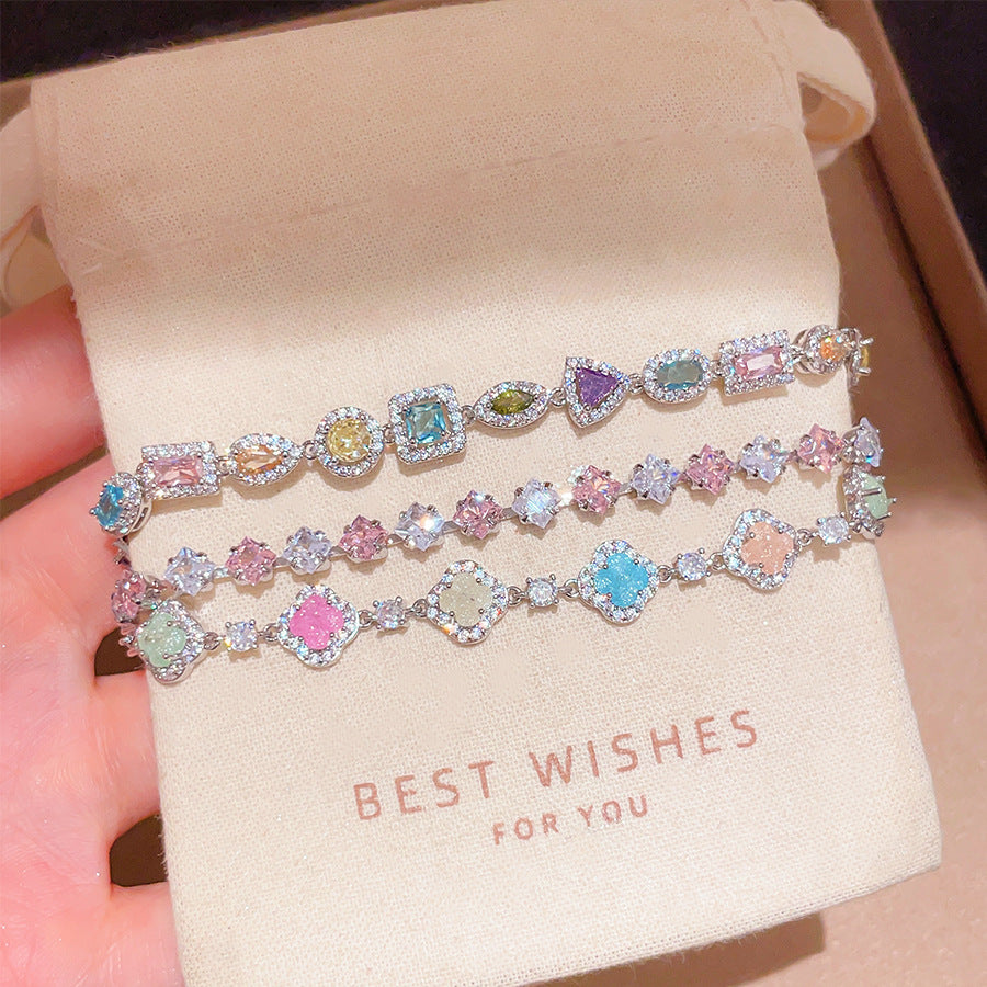 Sparkling Zircon Flower Clasp Bracelet - view 3