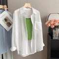 Women's Summer Casual Fashion Tencel Sun-Protection Lightweight Cardigan + Shirt + Ja - White