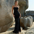 Women's Spaghetti Strap Sequin Slim Fit Sexy Premium Evening Gown Banquet