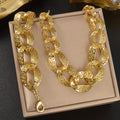 American Casual Classic Return Pattern Cutout Greece Return Pattern Figaro Change Fit Chain Necklace Bracelet Set
