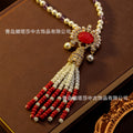Cyan Island Accessory Height Stock Neo-Chinese Fringe Drop Necklace Jewelry Ancient Style Long Style Heavy-Duty Versatile Accessory Set