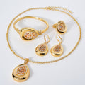 Overseas New Release Teardrop Form Pendant Cutout Rhinestone Necklace Bracelet Set Earrings Ring Unique Design 4-Piece Set