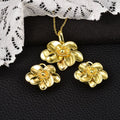 Africa Bride Jewelry Set 3D Relief Layered Egg Flower Pendant Necklace Pendant Earrings Set