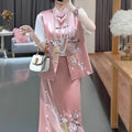 Summer New Chinese Unique Acetate Vest + Jacket + Skirt + Top Set