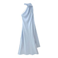 Halter Neck Backless Maxi Dress - Slim Fit Ribbon Tie Summer Dress Women