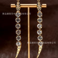 Overseas Vintage Luxury Full Diamond Premium Snake Head Necklace French Long Style Stud Jewelry Set