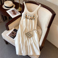 Bohemian Ethnic Style Embroidered Camisole Mid-Length Dress