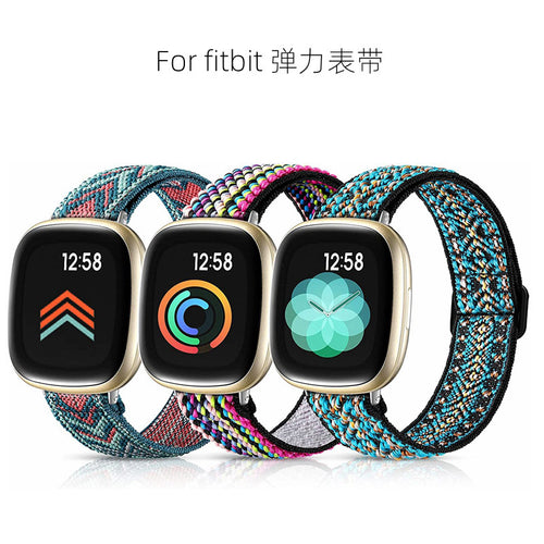 For fitbitversa3 / sense Stretch Band Nylon Watch Band Adjustable versa3 Woven Wrist Strap
