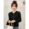 Women's Slimming Knit Flared Sleeve Hollow-Out Fitted Flared Cardigan 2026 - Black