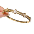 Overseas In Stock Flower Cubic Zirconia Bangle Light Luxury Fashionable Influencer Elegant Bracelet Premium Mother of Pearl Four Leaf Clover Jewelry