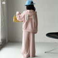 Girls' Sequin Bunny Ear Hoodie Wide-Leg Pants Set