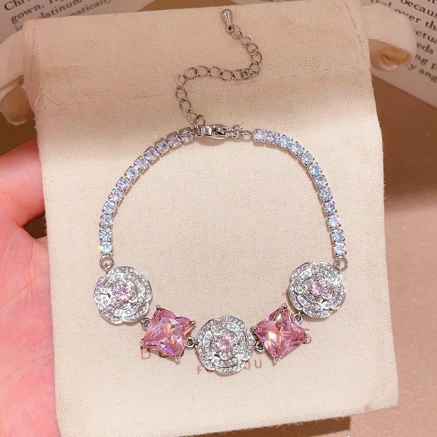 Sparkling Zircon Flower Clasp Bracelet - view 9