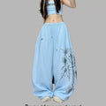 Summer Casual Rose Crystal Wide Leg Pants