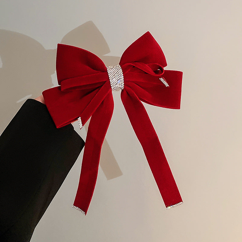 Red Bow Pearl Flower Hair Clip - view 4