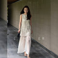 LiHuiEr李慧儿南法花园夏季燕麦重工刺绣连衣裙圆领宽松背心裙女