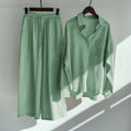Fall-Winter Artistic Retro Plus Size Linen Cotton High Waist Loose Shirt + Pants 2-Piece Set