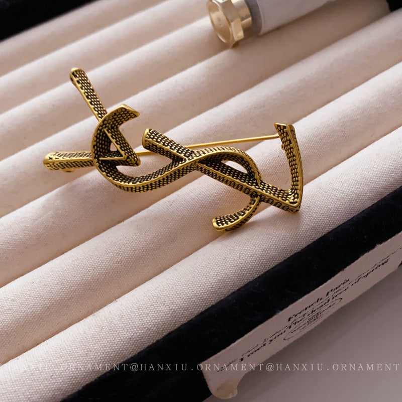 Vintage Letter Lapel Pin Brooch - view 4