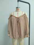 Fall Casual Off-Shoulder Tie-Front Shirt + Camisole
