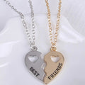 EU/US Import Best Friend Heart-Shaped Heart English Necklace Fashionable Two Petal Rhinestone 2-Piece Set Sweater Chain N6184