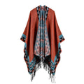 Women's Fall-Winter Ethnic Versatile Slit Plaid Shawl + Cape 2026 - Red