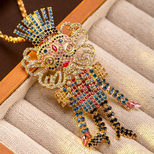 Vintage Accessory Vintage Heavy-Duty Full Diamond Peach Clip Piece Country King Brooch Women Premium Niche Brooch Accessory
