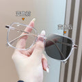 2055 Light-Changing Reading Glasses Unisex Korean Big Frame Plano Frame Older Adults One Turn Grey Blue-Light Glasses