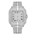 Export Overseas Hot Sale Fashionable Square Rhinestone Full Diamond Mens Watch La Horse Engrave Degree Premium Waterproof Quartz Watch