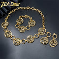 Western Retro Oval Round Cutout Flower Pattern Long Style Necklace eaby New Gold Necklace Bracelet Set Earrings Set