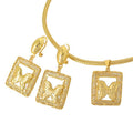 Overseas Jewelry Geometric Square Dreamy Butterfly Cutout Pendant Necklace Earrings Set 2-Piece Set Women