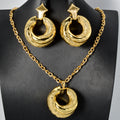 Overseas Dubai Gold Copper Gold Plated Vintage 3D Round Polka Dot Pendant Necklace Earrings Set Simple In Stock