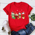 christmas coffee shirt christmas cat women clothes red green cotton