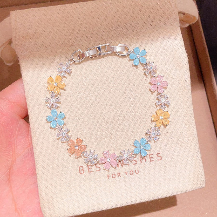 Zircon Flower Heart Pearl Bracelet - view 11