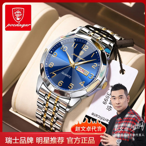 Swiss Brand Mens Watch Luxury Waterproof Pair Date New Quartz Watch Live Export Bestseller Drop Ship
