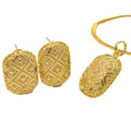 Overseas Middle East New Release Retro Geometric Quilted Shape Texture Pendant Fashionable Versatile Jewelry Necklace Earrings Set