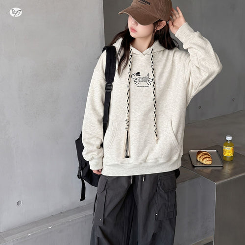 Girls' Puppy Print Pullover Hoodie Pocket Cargo Pants Set