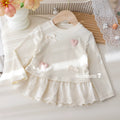 Girls' Bow Print Lace Trim Long Sleeve T-Shirt