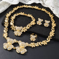 Overseas 18k Gold Plated Bear Rhinestone Middle East Dubai Accessory Necklace Earrings Set Bracelet Ring Jewelry Set Wholesale